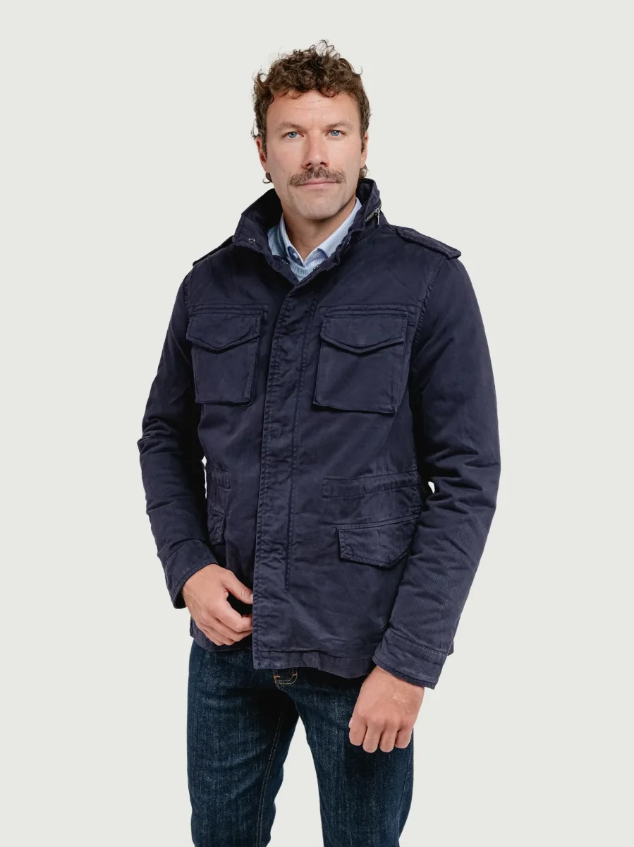 FIELD JACKET IN COTONE CON IMBOTTITURA SEPARABILE BLU NAVY