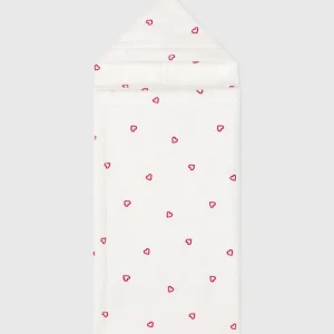 Mantella da bagno con cuori ricamati