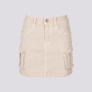 Mini gonna cargo in cotone panna