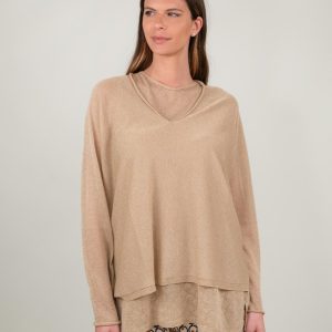 MAGLIA OVER ORO LUREX SCOLLO V