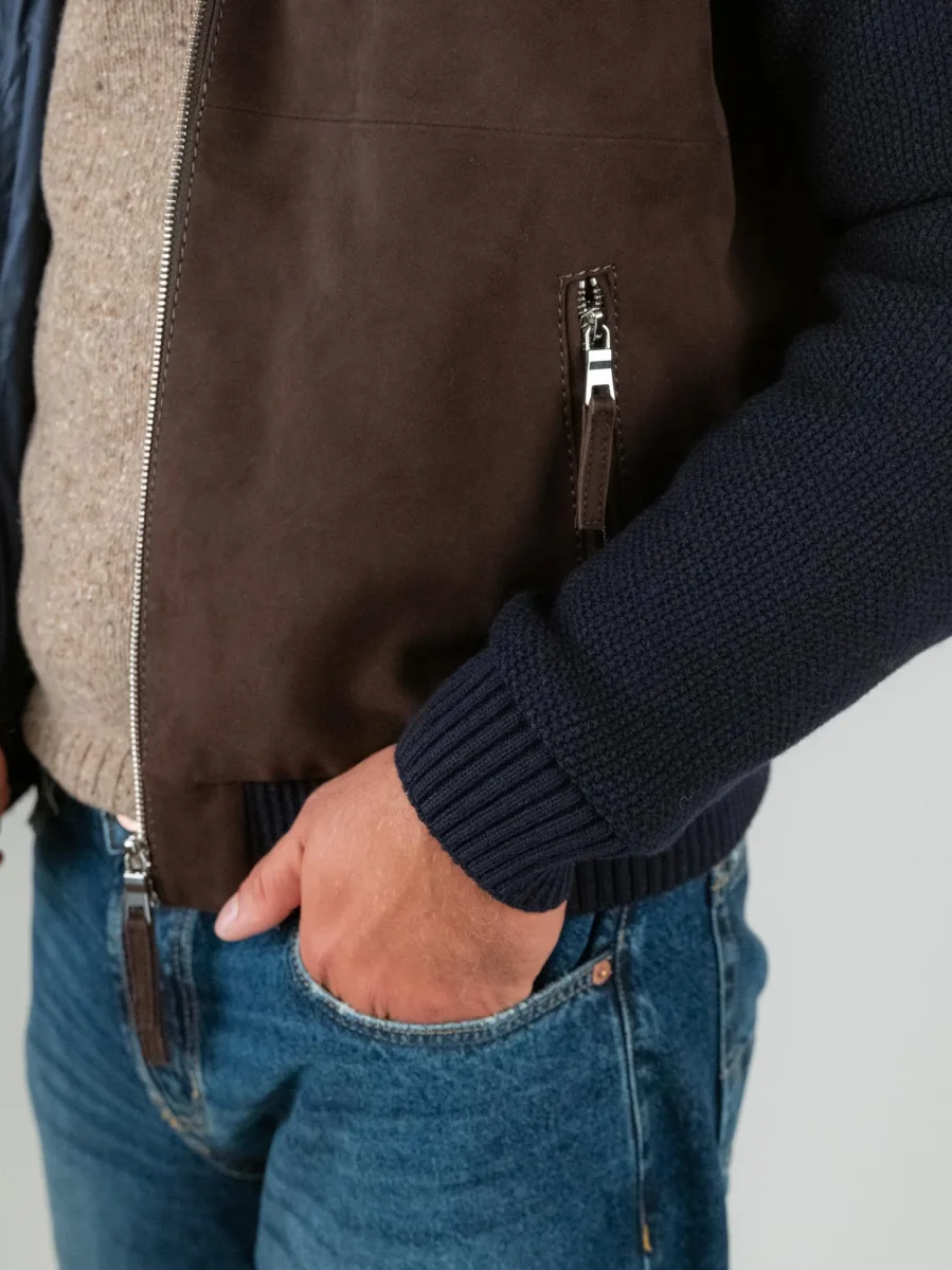 GIACCA DORIS KNIT IN CAMOSCIO MARRONE - immagine 5