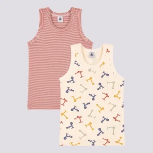 CONFEZIONE DA 2 CANOTTIERE BAMBINO IN COTONE CON MONOPATTINO