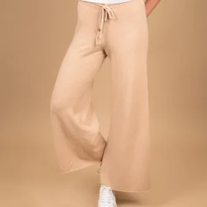 PANTALONE A PALAZZO IN MAGLIA BEIGE