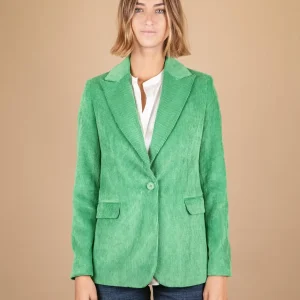 BLAZER MONOPETTO IN VELLUTO A COSTE VERDE