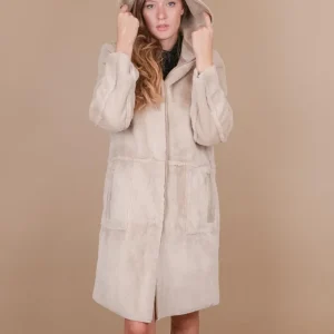 ECO-MONTONE REVERSIBILE IN  ECO-PELLICCIA BEIGE