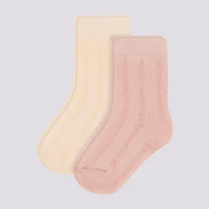 SET DI 2 PAIA DI CALZINI BEBÈ IN JERSEY DI COTONE TINTA UNITA