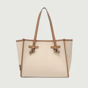 BORSA SHOPPING MARCELLA IN TESSUTO SPIGATO BEIGE
