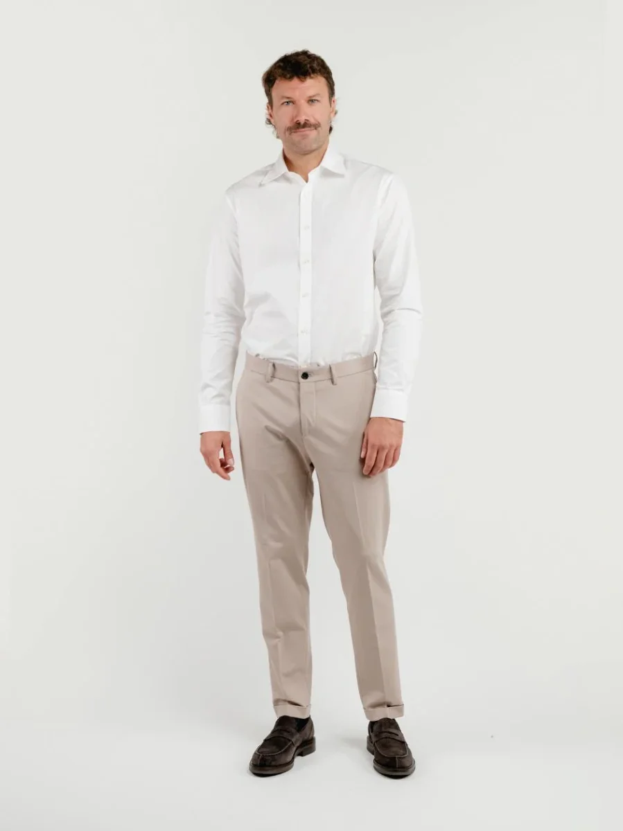 PANTALONE CLASSICO IN JERSEY BEIGE - immagine 6