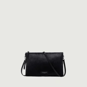 Clutch Hermy in pelle martellata nera