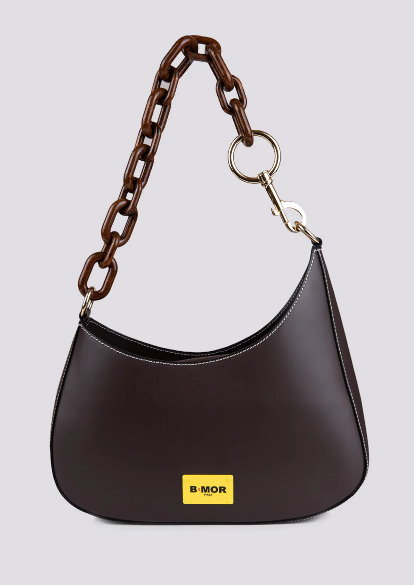 Borsa In Pelle testa di moro Con Tracolla In Osso Curvy