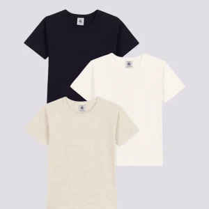 SET DI 3 T-SHIRT BAMBINO A MANICHE CORTE IN COTONE TINTA UNITA