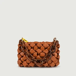 BORSA IN PELLE INTRECCIATA CUOIO "CURLY"