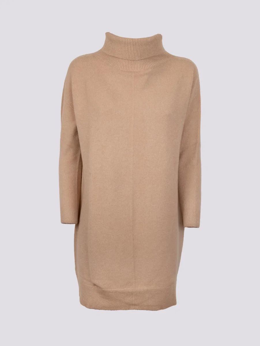 MAGLIA ABITO CON COLLO ALTO BEIGE - immagine 3