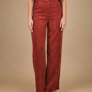 PANTALONE A PALAZZO IN VELLUTO A COSTE MATTONE