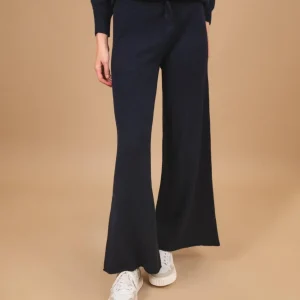 PANTALONE A PALAZZO IN MAGLIA BLU