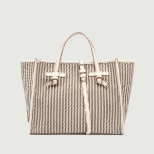 BORSA SHOPPING MISS MARCELLA IN TESSUTO RIGATO BICOLOR