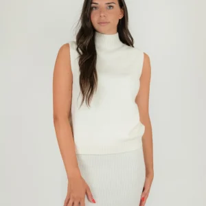 GILET LUPETTO IN MAGLIA PANNA