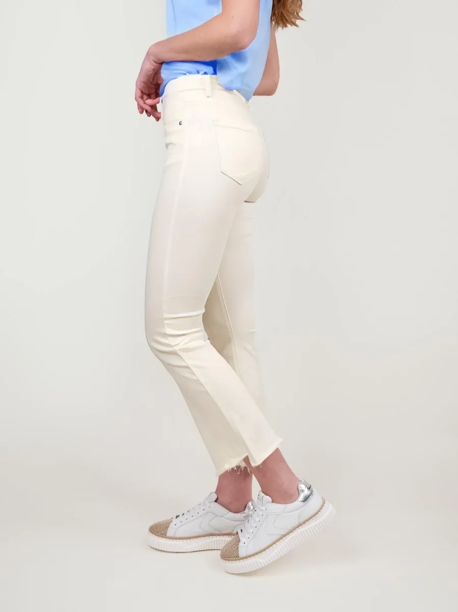 PANTALONE 5 TASCHE SFRANGIATO Bianco - immagine 3