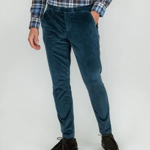 PANTALONE IN VELLUTO A COSTE BLU