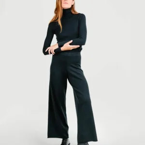PANTALONE A PALAZZO IN MAGLIA NERO