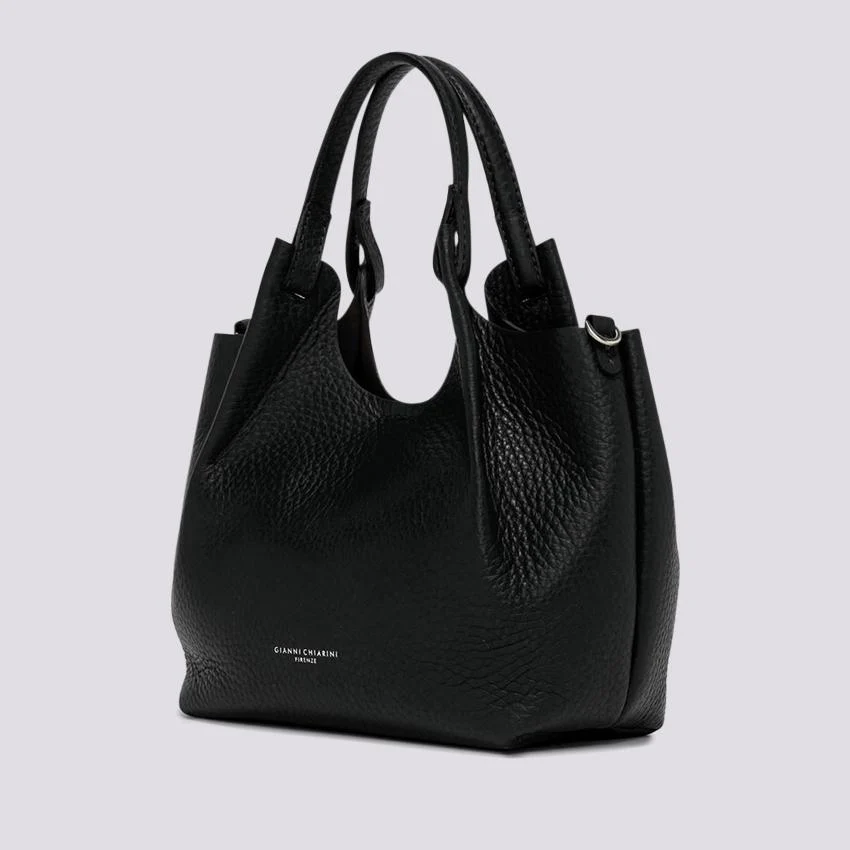 Borsa a spalla Dua in pelle marrtellata nera - immagine 3