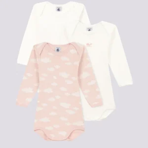 CONFEZIONE DA 3 BODY IN COTONE CON MOTIVO NUVOLE