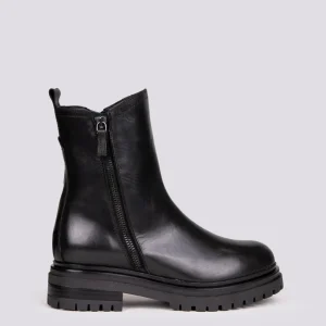 BIKER CON DOPPIA ZIP IN PELLE NERA