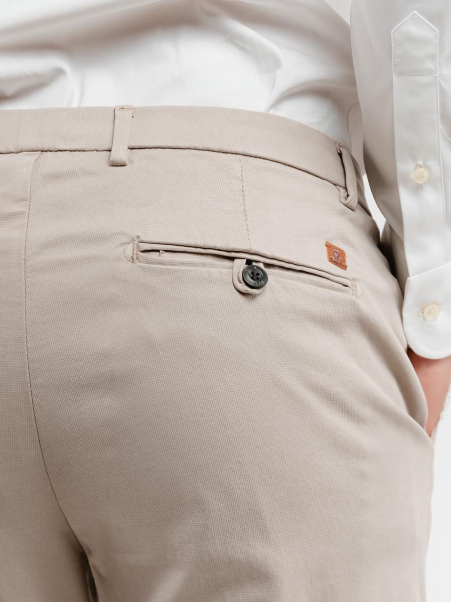 PANTALONE STRIKER IN COTONE CON MICROTRAMA BEIGE - immagine 7
