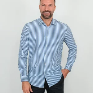 CAMICIA no stiro a righe bianco blu