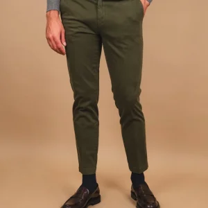 PANTALONE TASCA A FILO IN COTONE LISCIO VERDE