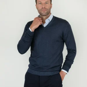 MAGLIA IN LANA MERINO BLU NOTTE