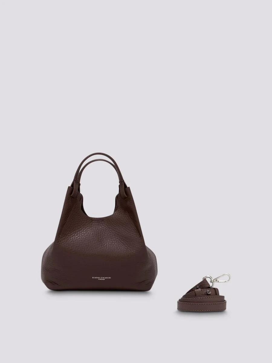 Borsa a spalla Dua in pelle martellata TESTA MORO - immagine 3