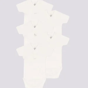 CONFEZIONE DA 5 BODY BIANCHI INCROCIATI IN COTONE