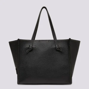 Shopping Marcella in pelle martellata nera