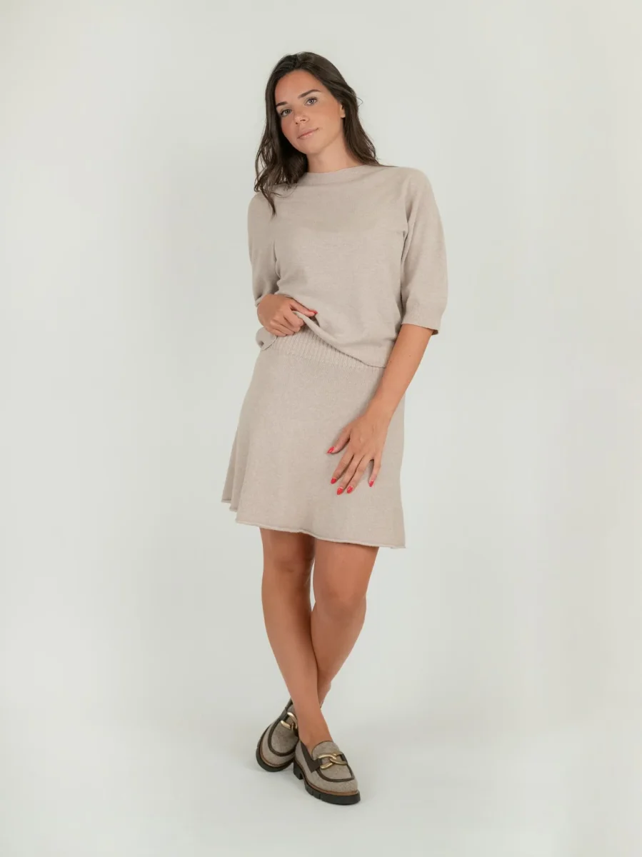 MINI GONNA IN MAGLIA BEIGE