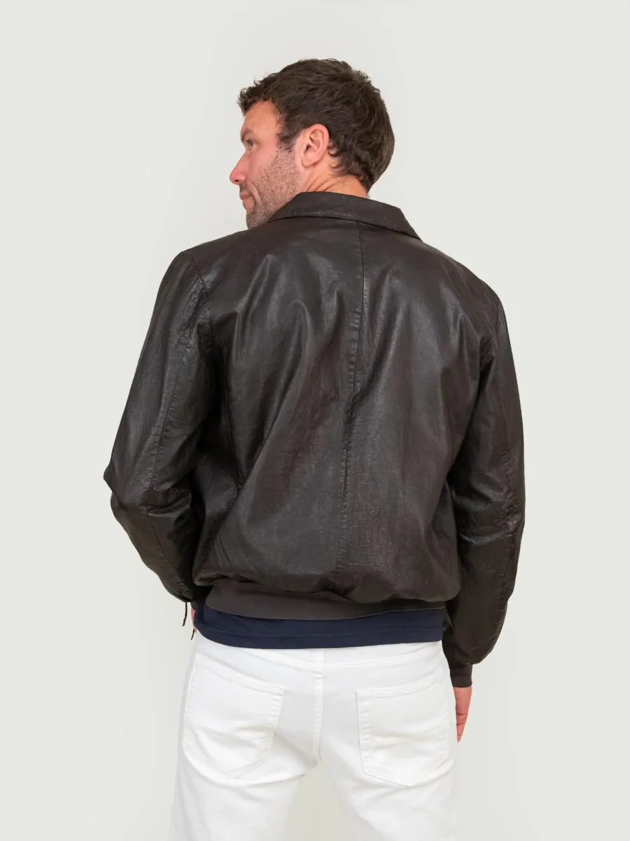 GIACCA IN PELLE MARRONE INVECCHIATA - immagine 4