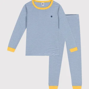 Pigiama a righe blu in cotone unisex