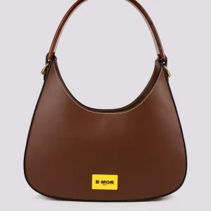 BORSA IN PELLE TESTA MORO CON MANICO IN OSSO "HALO"