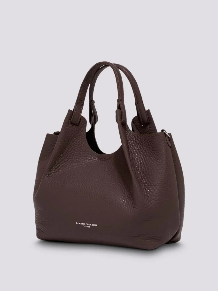 Borsa a spalla Dua in pelle martellata TESTA MORO - immagine 4