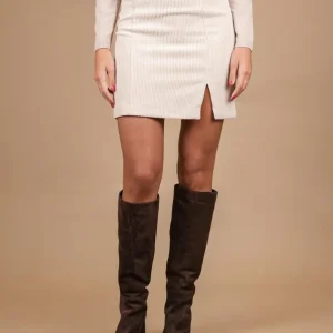 MINIGONNA IN VELLUTO A COSTE PANNA