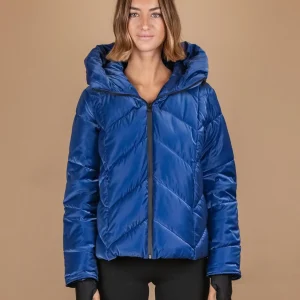 PIUMINO CON CAPPUCCIO BLU CANGIANTE