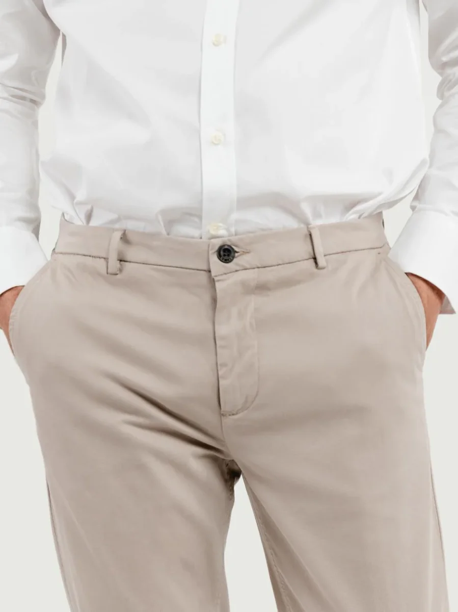 PANTALONE STRIKER IN COTONE CON MICROTRAMA BEIGE - immagine 6