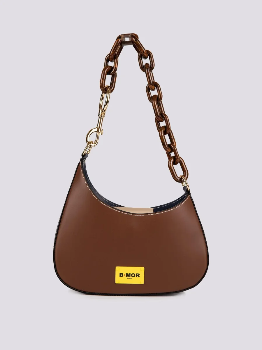 BORSA "MINI CURVY" BICOLORE MARRONE E BLU