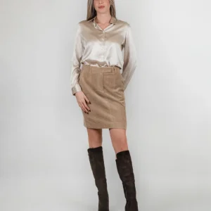 GONNA VELLUTO BEIGE A COSTE