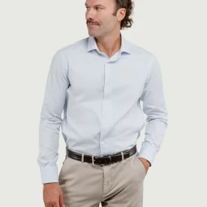 CAMICIA BIANCA CON MICROFANTASIA CELESTE
