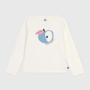 T-shirt a maniche lunghe in cotone con stampa mela