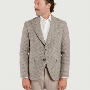 BLAZER MONOPETTO PIED DE POULE COLOR FANGO