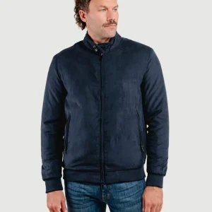 BOMBER IMBOTTITO IN ALCANTARA BLU NAVY