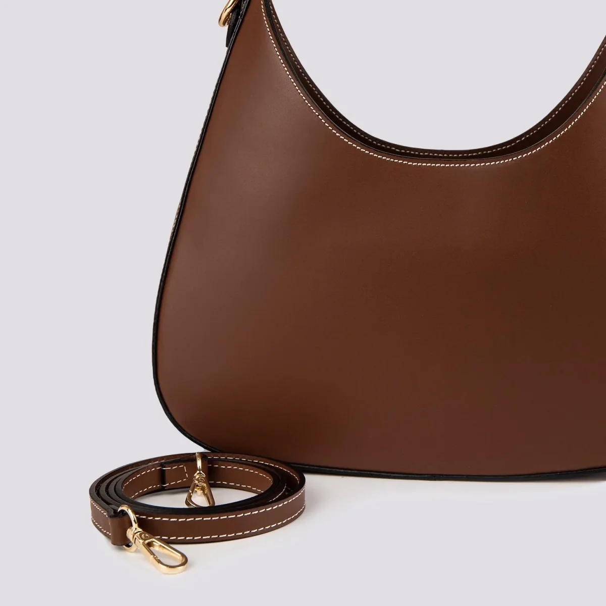 BORSA IN PELLE TESTA MORO CON MANICO IN OSSO "HALO" - immagine 5