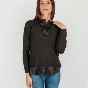 MAGLIA CAMICIA tono su tono marrone